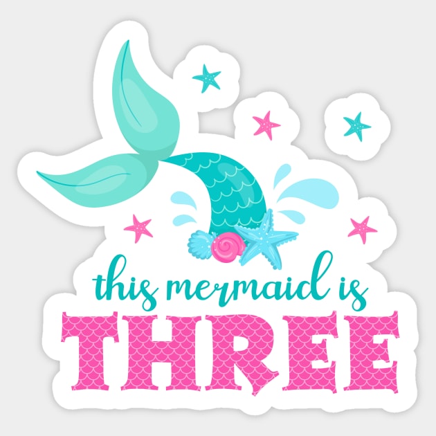 Mermaid Tail 3rd Birthday Sticker by PinkInkArt